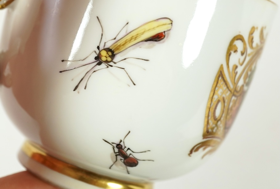 A Meissen cup and saucer, similar tea bowl and two saucers, c.1735-45